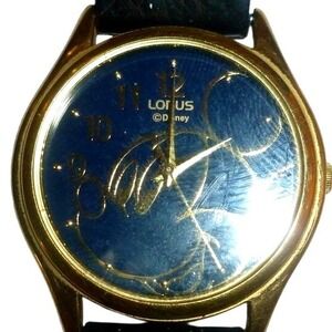 Lorus Disney Mickey Mouse Watch Gold Blue Dial V501-8050 New Battery